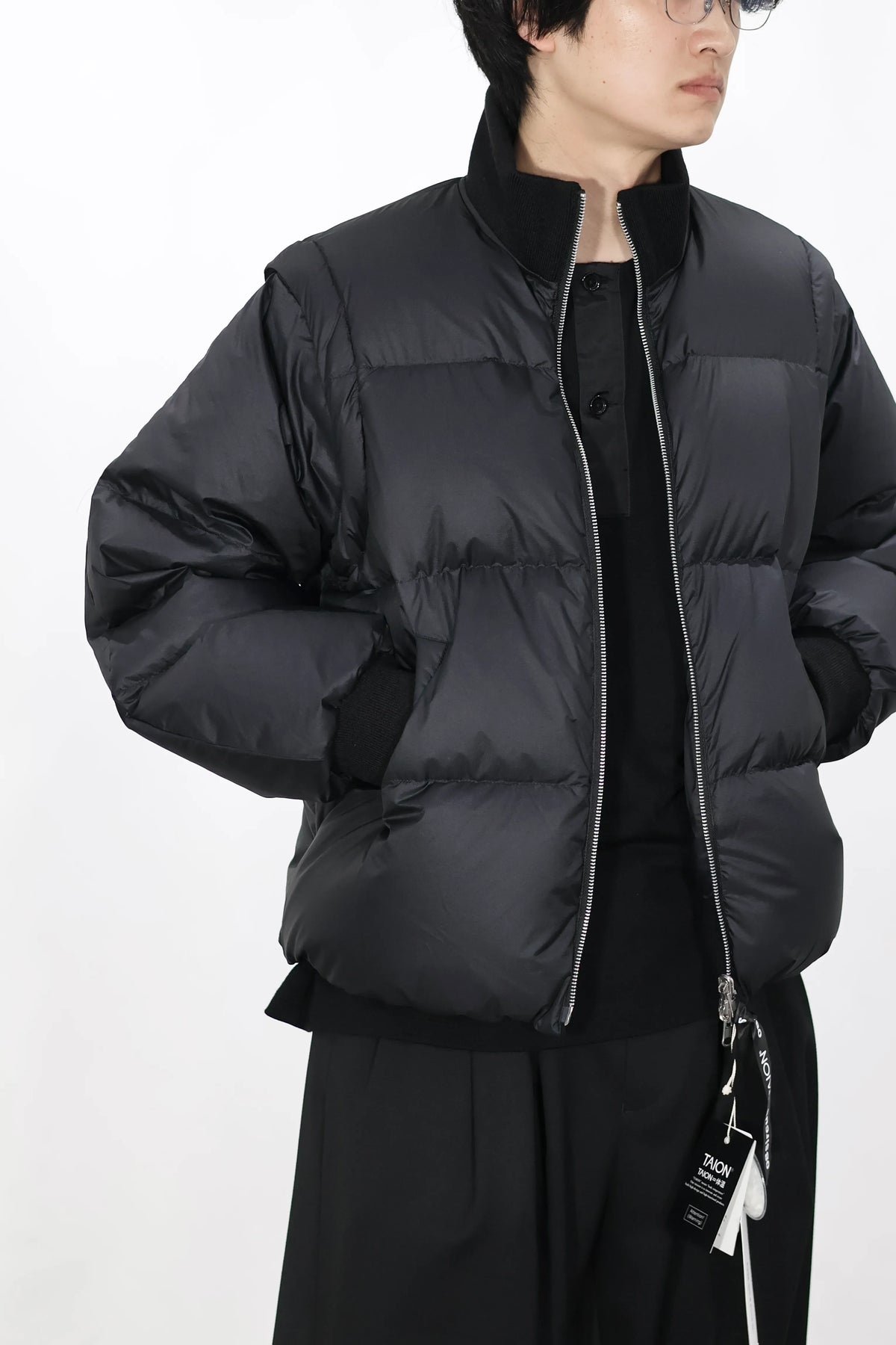 08sircus x TAION - Down detachable bomber - BLACK