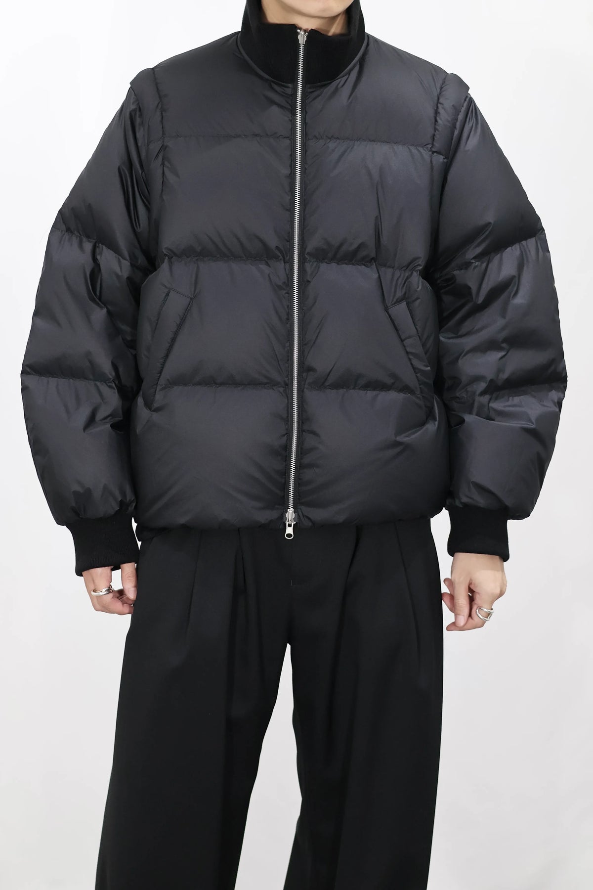 08sircus x TAION - Down detachable bomber - BLACK