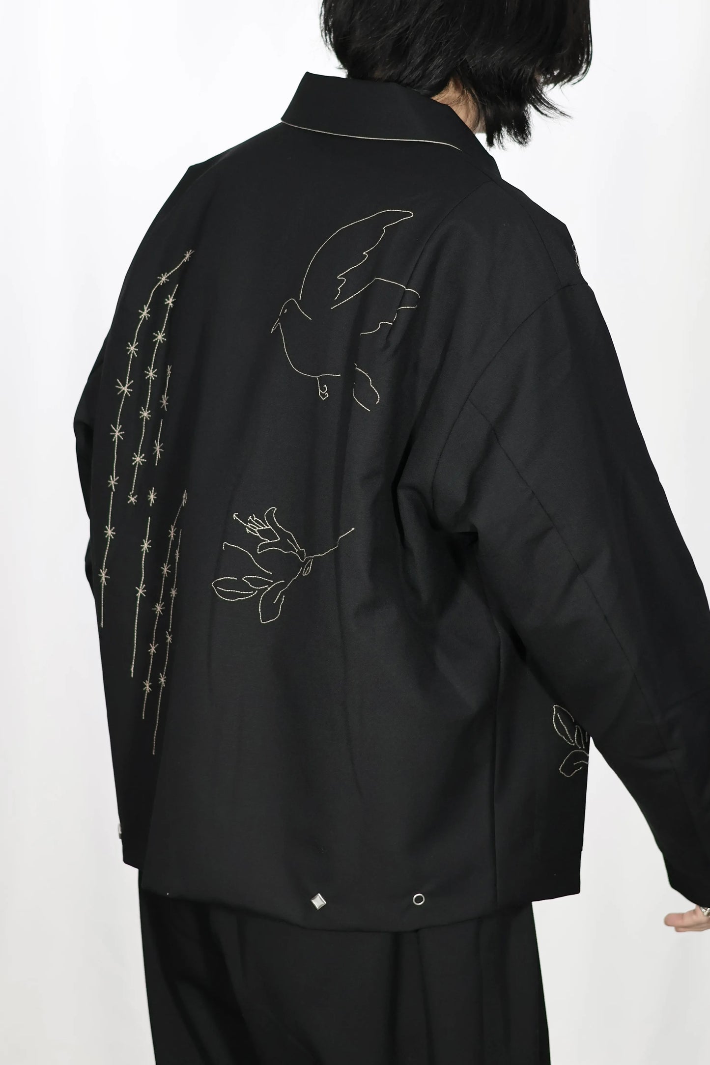 TANAKA - REVERSIBLE JACKET - BLACK/LINEN(EMBROIDERY)