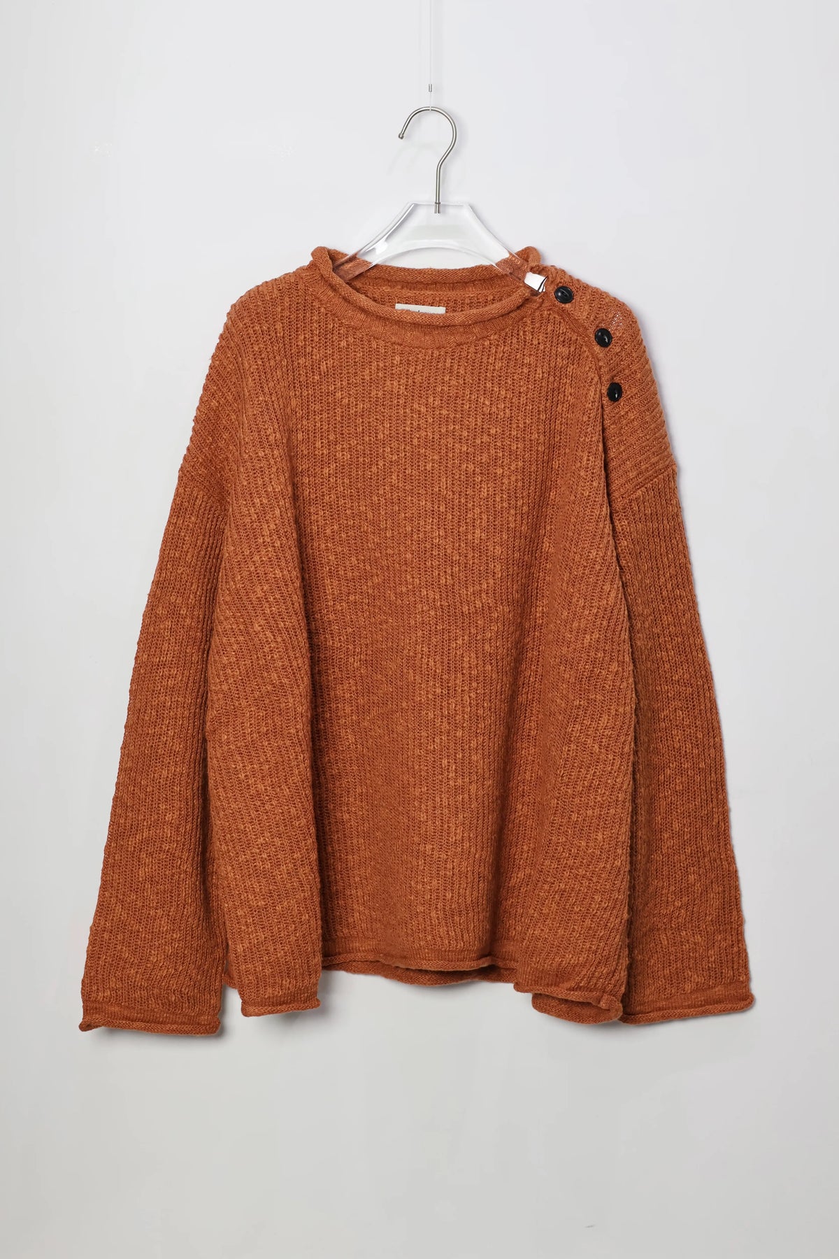 nakedgauge - COTTON LINEN LOOSE FIT SWEATER - BROWN