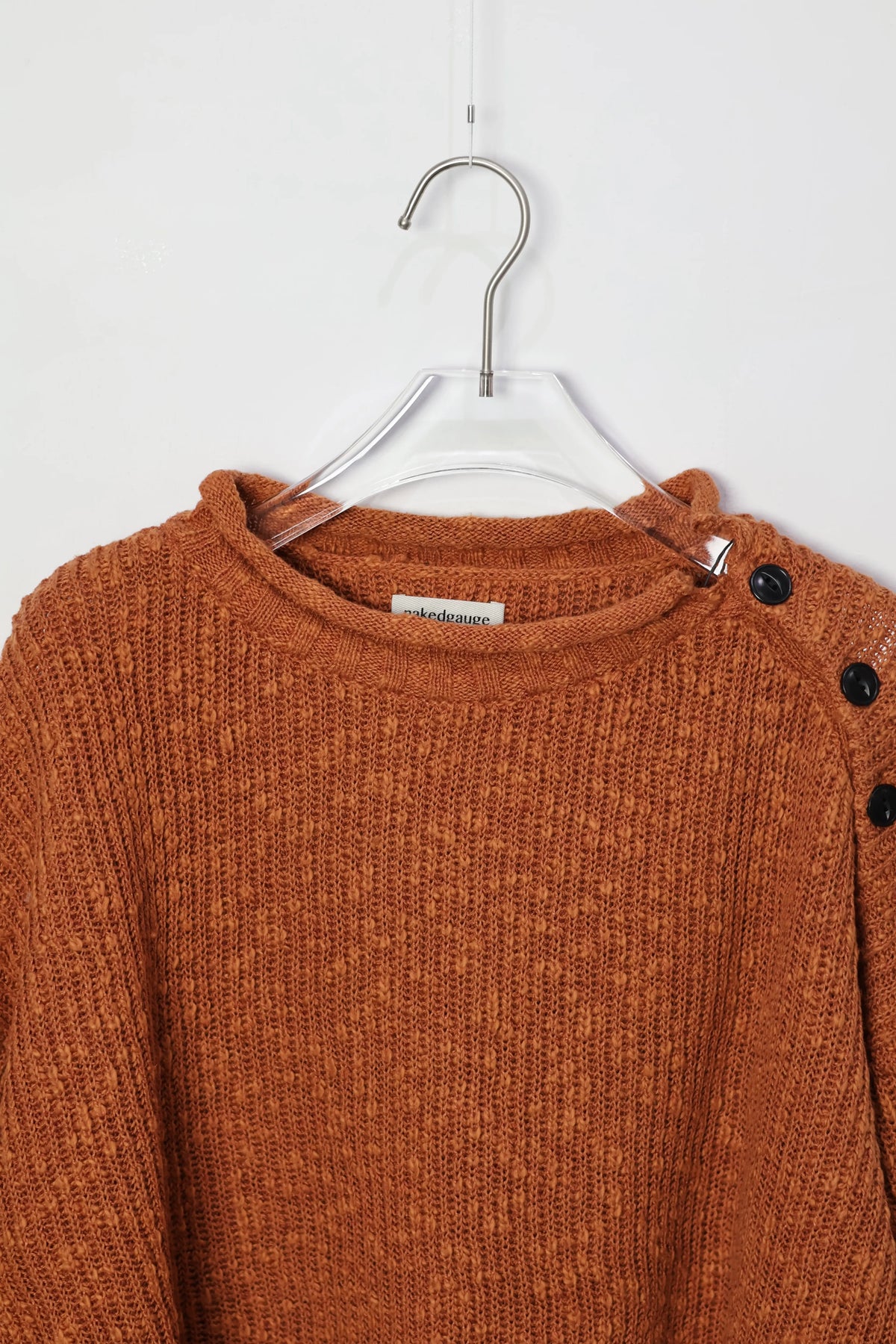 nakedgauge - COTTON LINEN LOOSE FIT SWEATER - BROWN