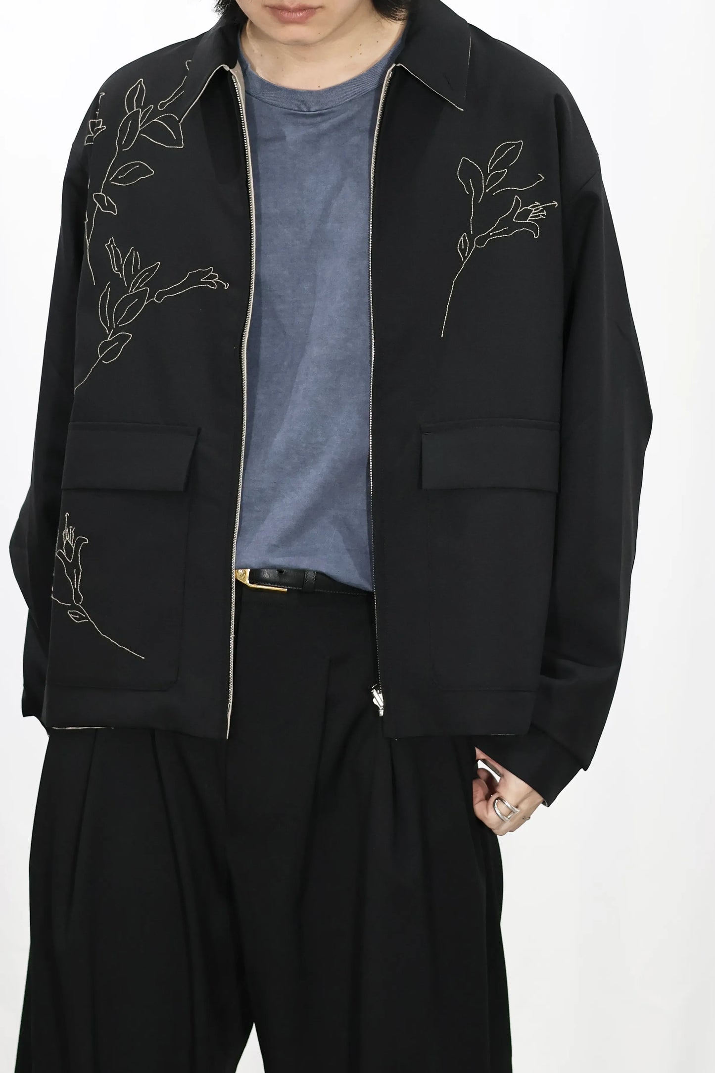 TANAKA - REVERSIBLE JACKET - BLACK/LINEN(EMBROIDERY)