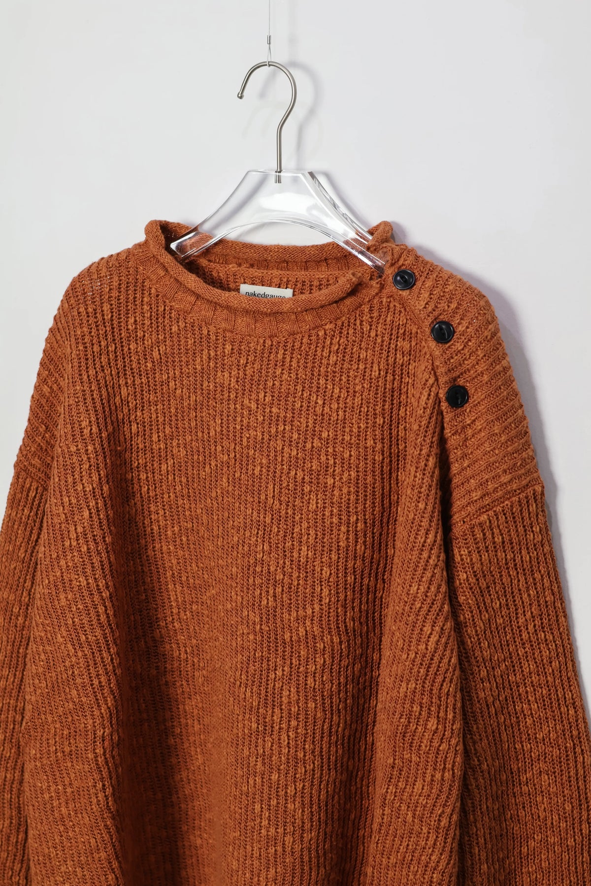 nakedgauge - COTTON LINEN LOOSE FIT SWEATER - BROWN