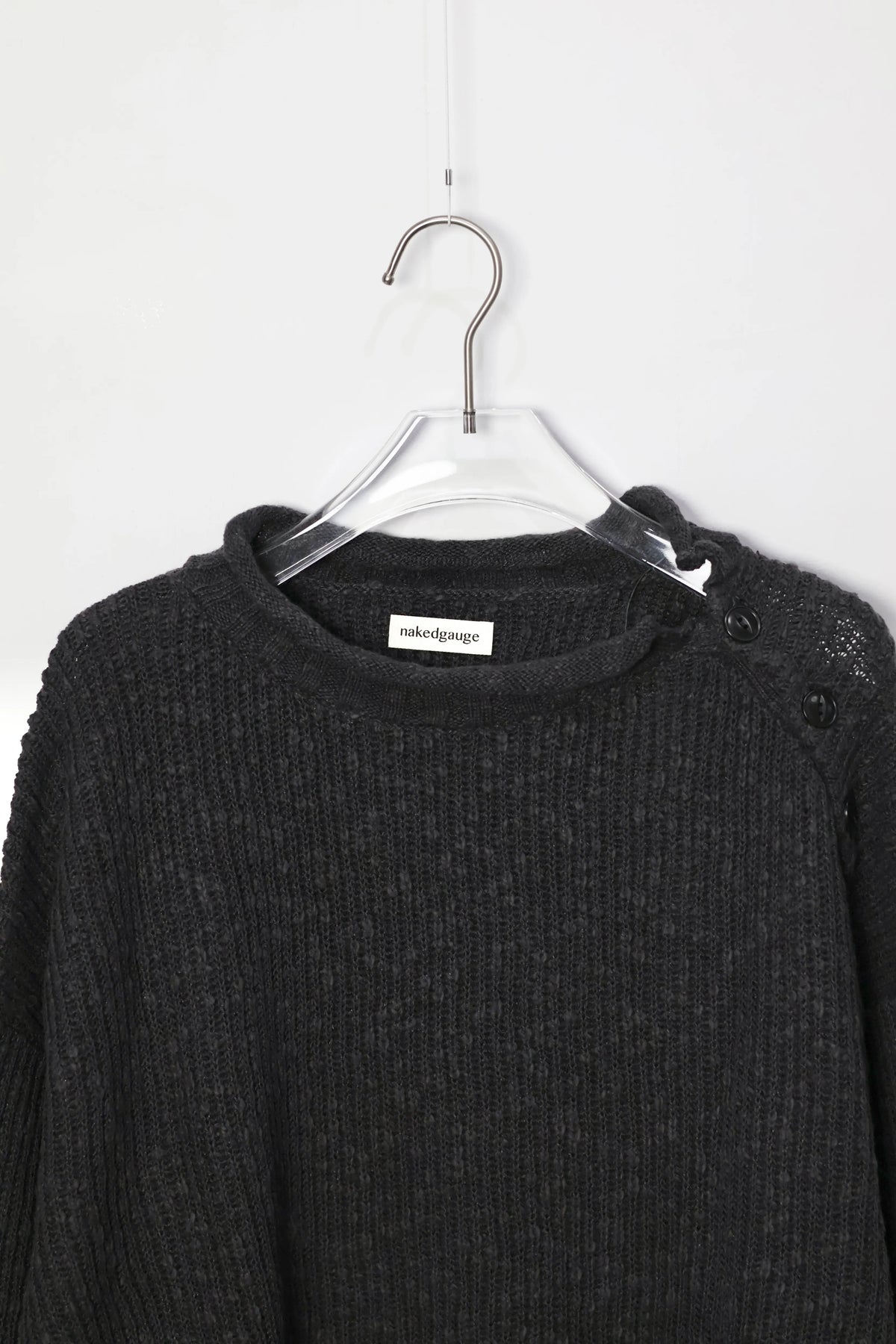 nakedgauge - COTTON LINEN LOOSE FIT SWEATER - CHARCOAL GRAY