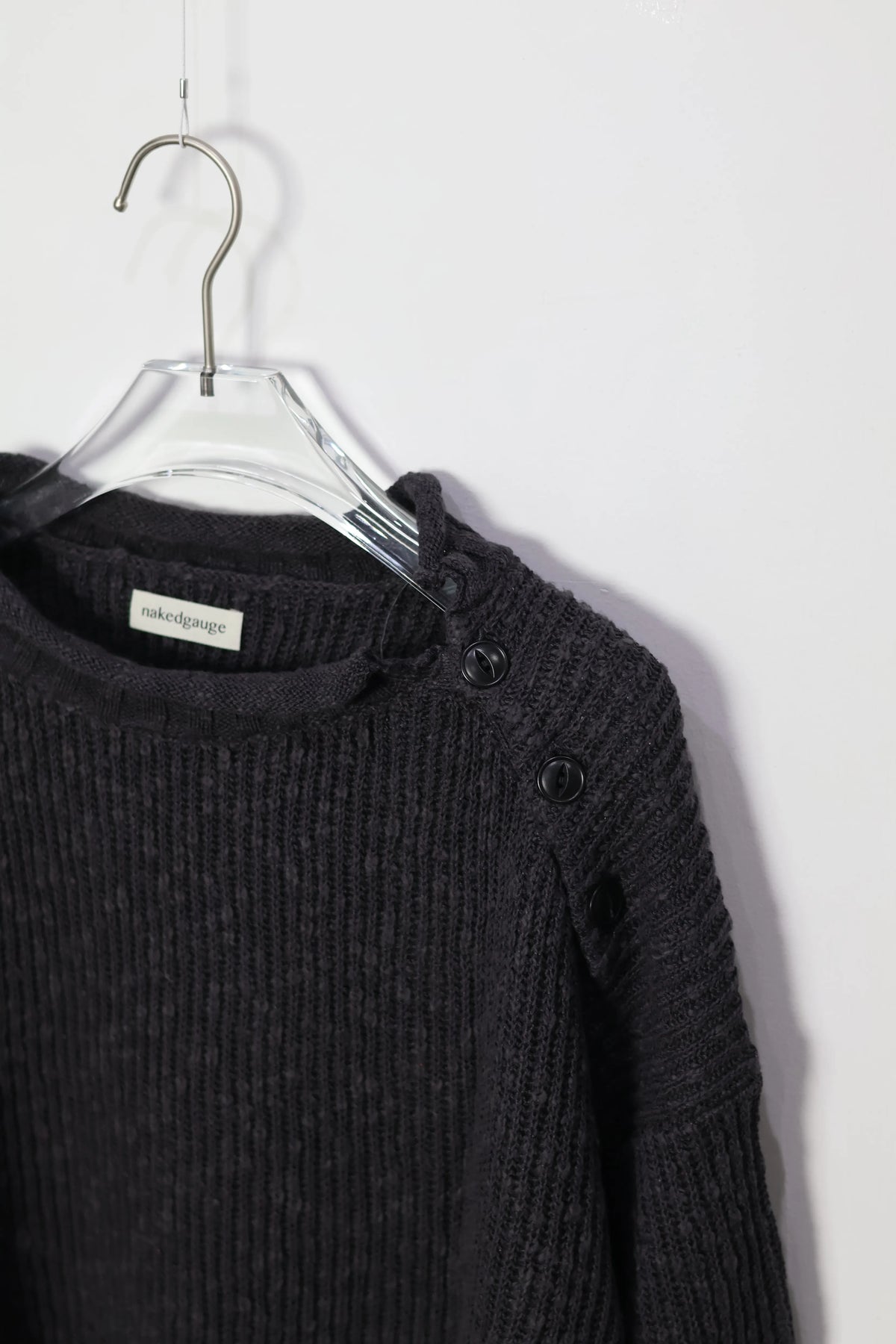 nakedgauge - COTTON LINEN LOOSE FIT SWEATER - CHARCOAL GRAY