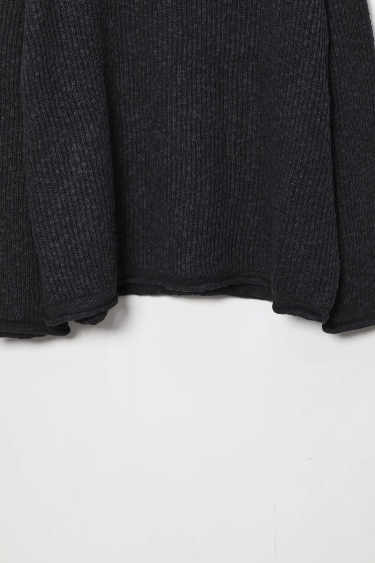 nakedgauge - COTTON LINEN LOOSE FIT SWEATER - CHARCOAL GRAY