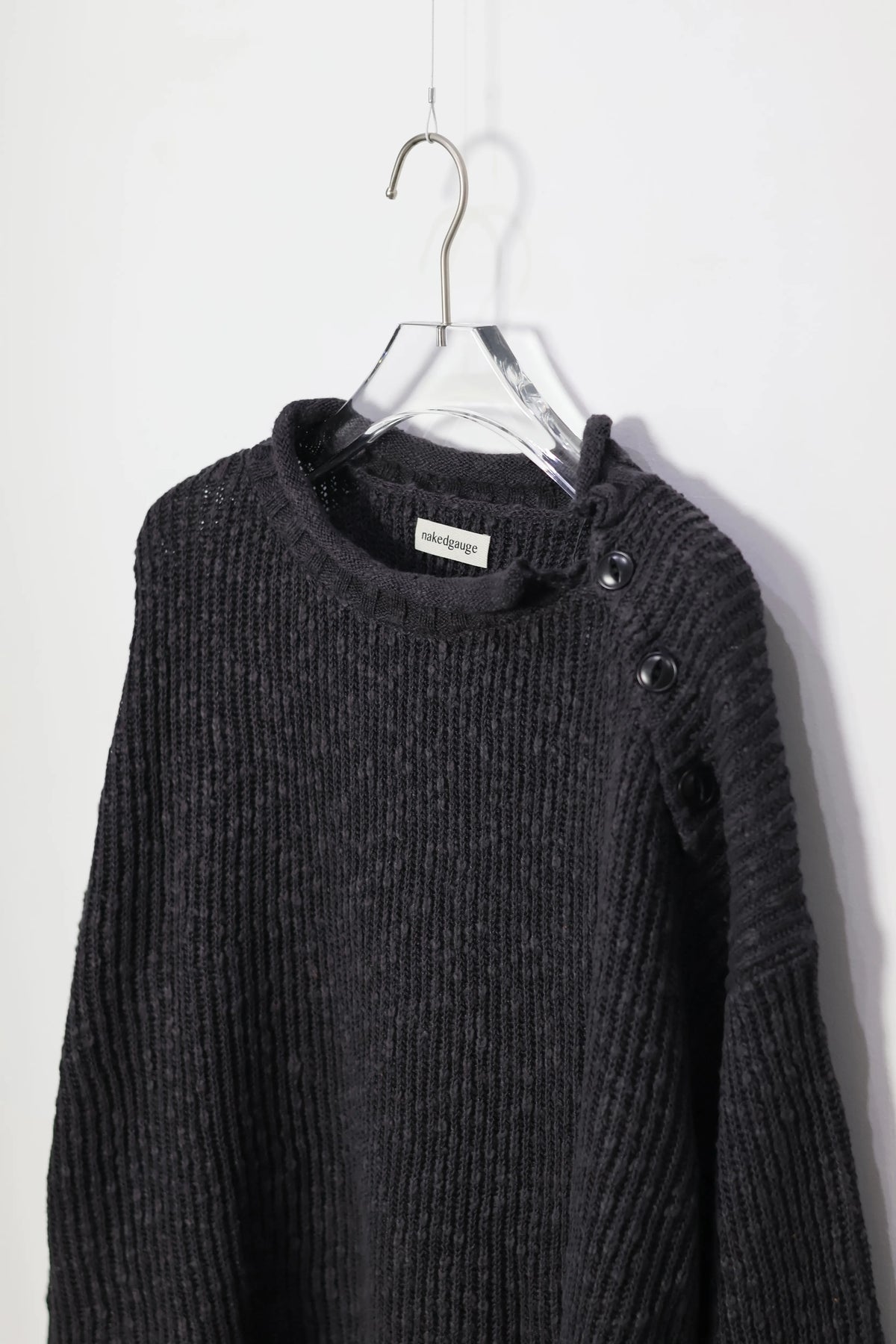 nakedgauge - COTTON LINEN LOOSE FIT SWEATER - CHARCOAL GRAY