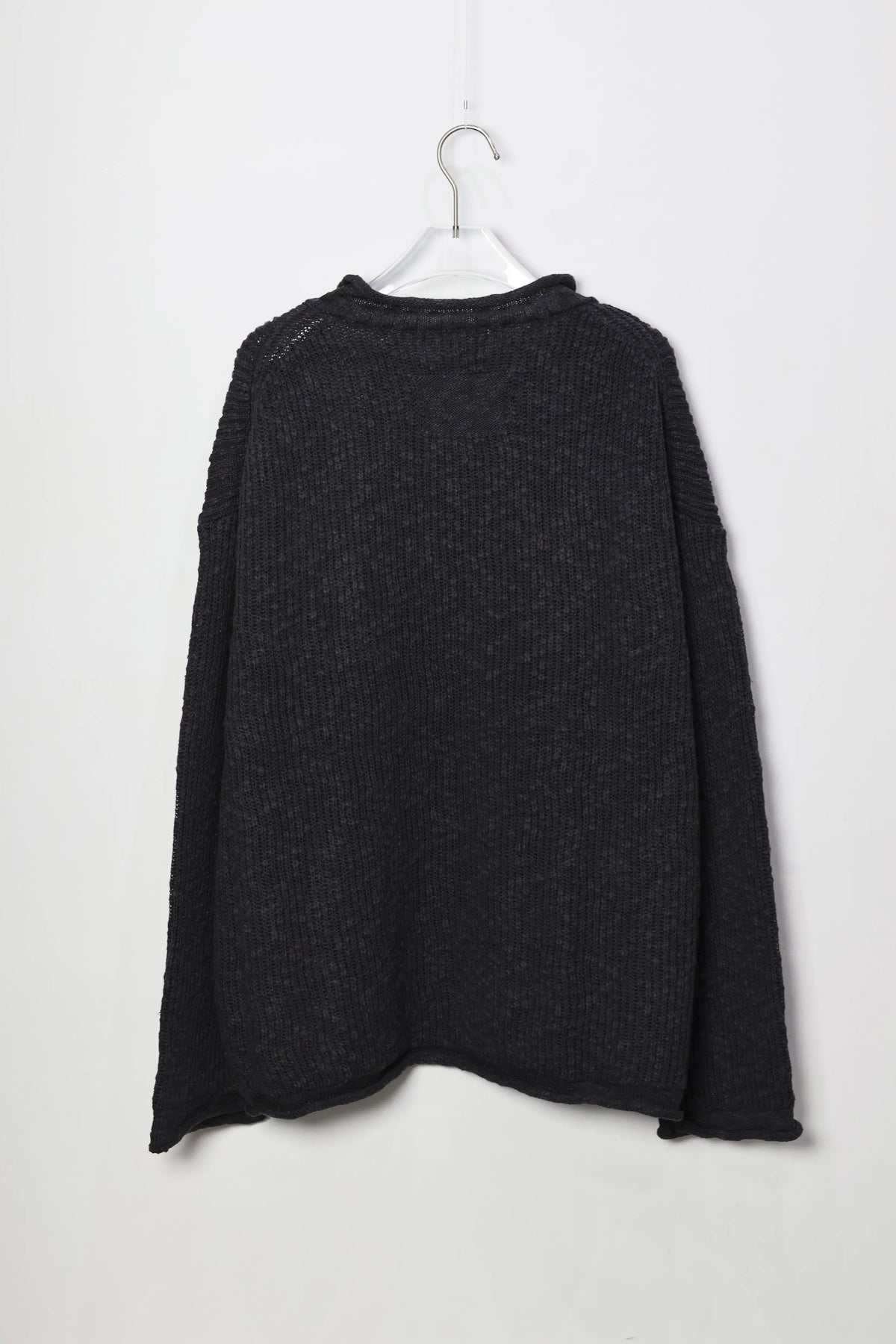 nakedgauge - COTTON LINEN LOOSE FIT SWEATER - CHARCOAL GRAY