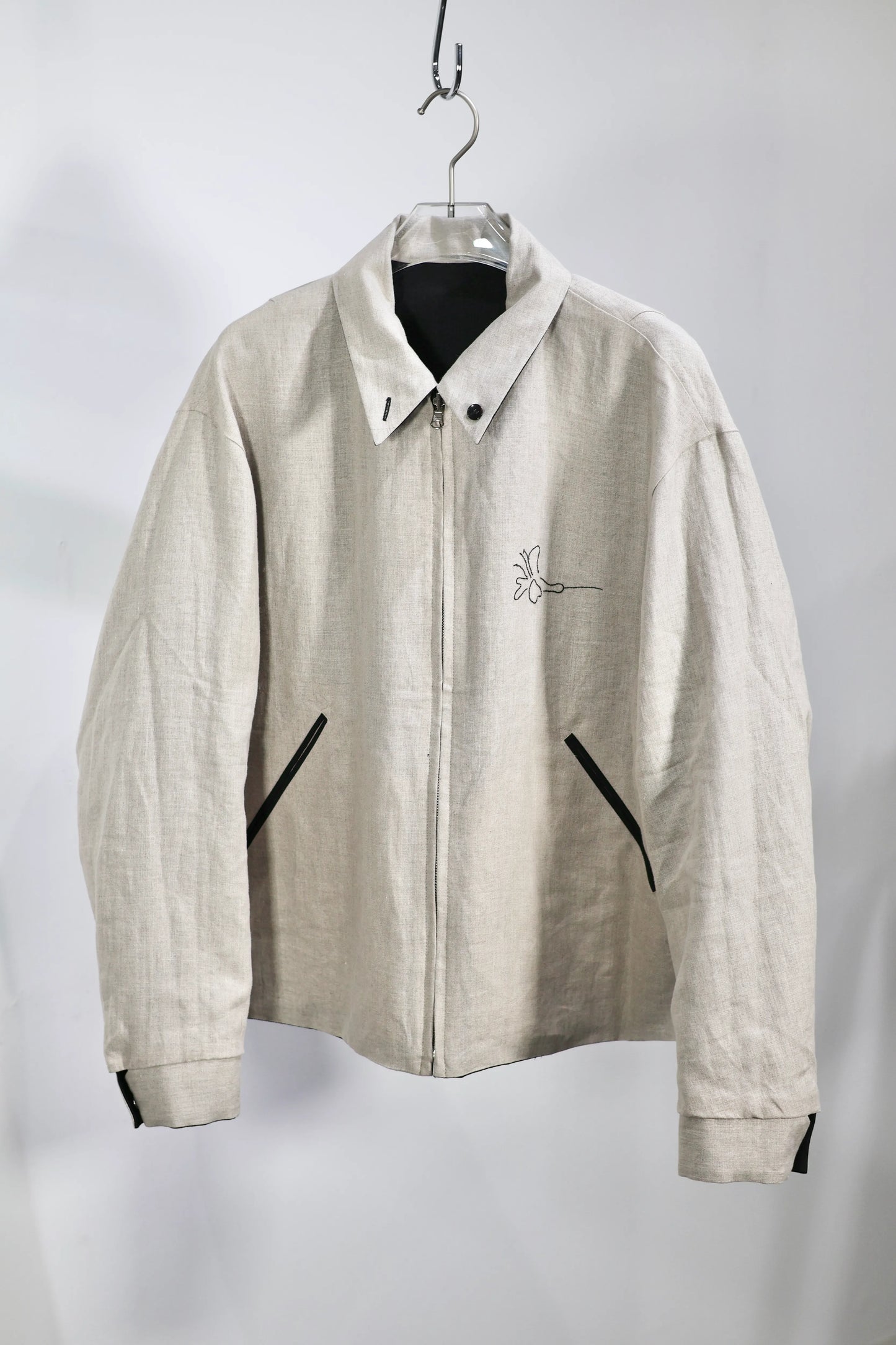 TANAKA - REVERSIBLE JACKET - BLACK/LINEN(EMBROIDERY)