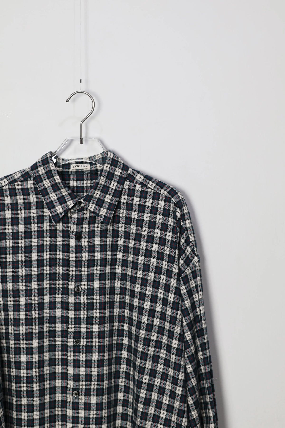INSCRIRE - Check Wrap Shirt - BLUE GREEN × WHITE