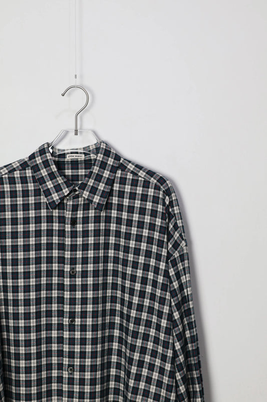 INSCRIRE - Check Wrap Shirt - BLUE GREEN × WHITE