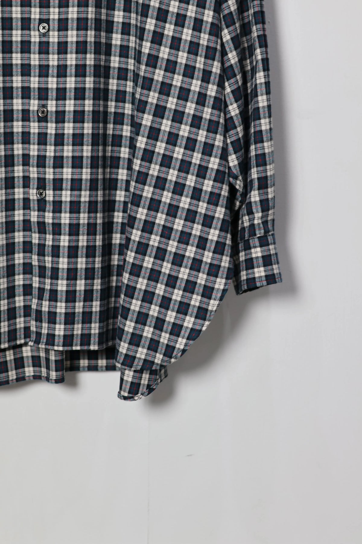 INSCRIRE - Check Wrap Shirt - BLUE GREEN × WHITE