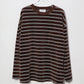 INSCRIRE - Velvet Border Long Sleeve Tee - BROWN × NAVY