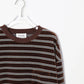 INSCRIRE - Velvet Border Long Sleeve Tee - BROWN × NAVY
