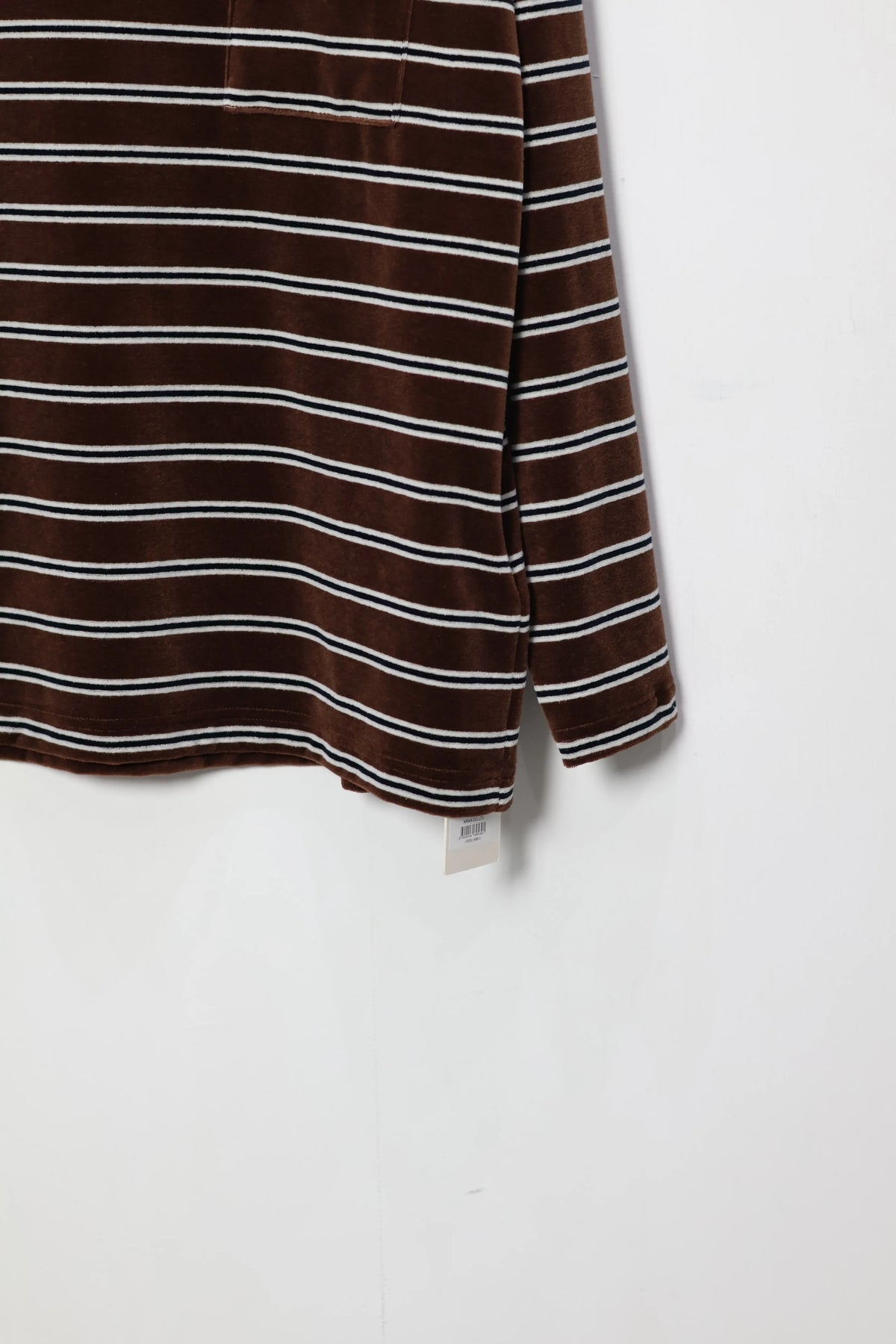 INSCRIRE - Velvet Border Long Sleeve Tee - BROWN × NAVY