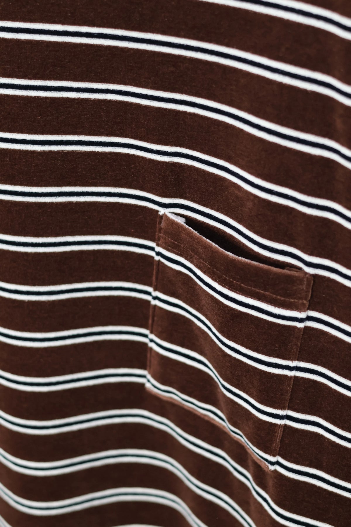 INSCRIRE - Velvet Border Long Sleeve Tee - BROWN × NAVY