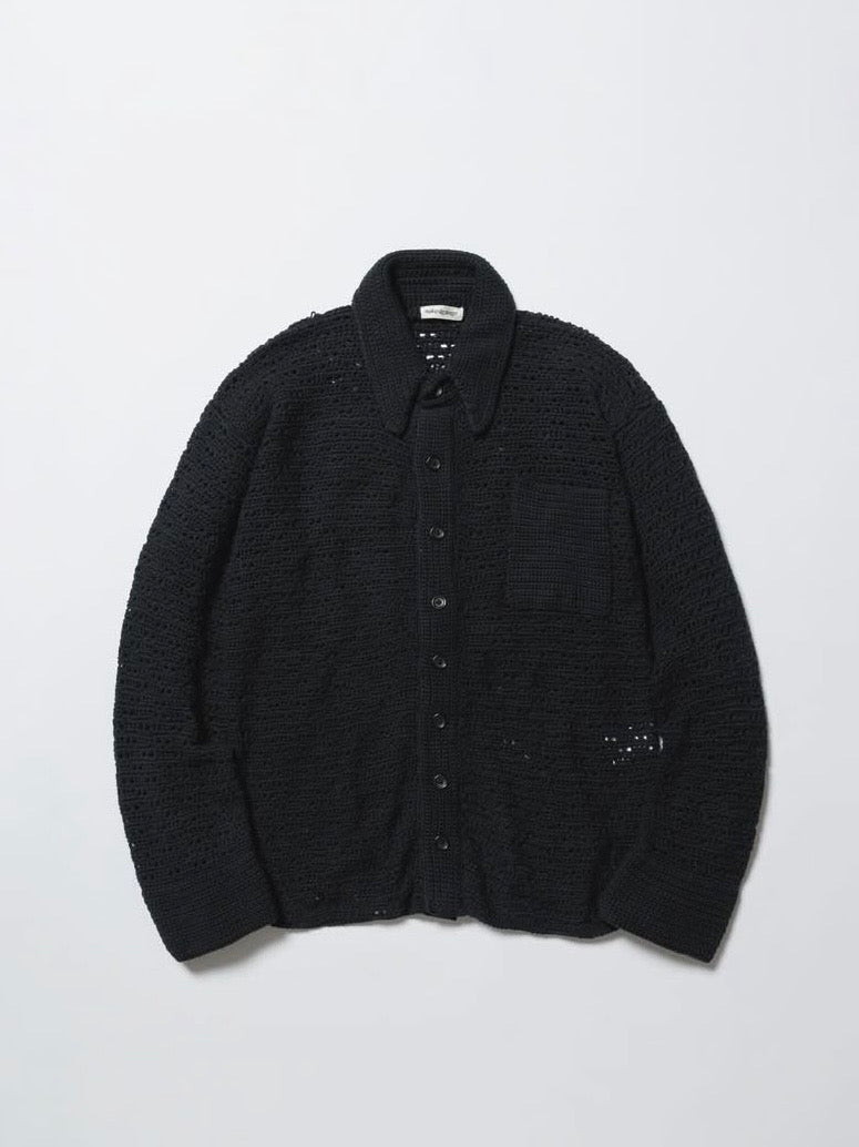 nakedgauge - HAND KNITTING MESH SHIRT - BLACK