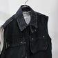 JOHN MASON SMITH / JANE SMITH - SULFUR DYE HEAVY DUCK CLOTH OVERSIZED HUNTING VEST - BLACK