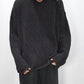 nakedgauge - COTTON LINEN LOOSE FIT SWEATER - CHARCOAL GRAY