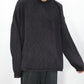 nakedgauge - COTTON LINEN LOOSE FIT SWEATER - CHARCOAL GRAY