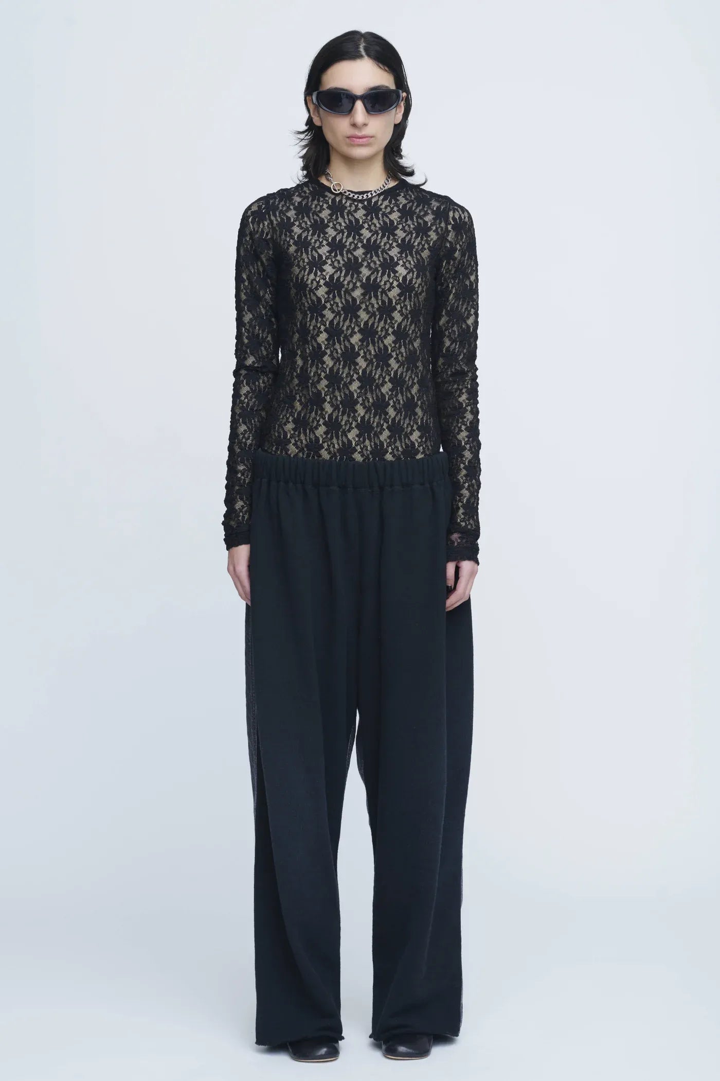 INSCRIRE - Hybrid Sweat Denim Pants - BLACK × BLACK