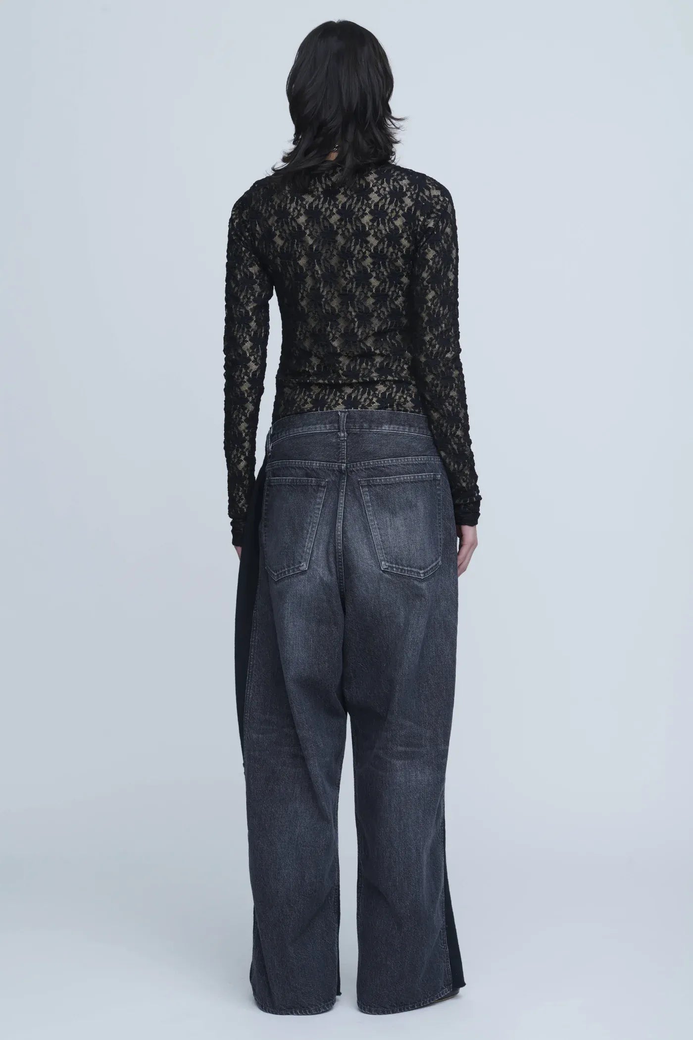 INSCRIRE - Hybrid Sweat Denim Pants - BLACK × BLACK