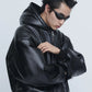 INSCRIRE - Leather Zip Up Hoodie - BLACK