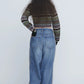 INSCRIRE - Hybrid Sweat Denim Pants - BLUE USED × LT.GREY