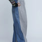 INSCRIRE - Hybrid Sweat Denim Pants - BLUE USED × LT.GREY