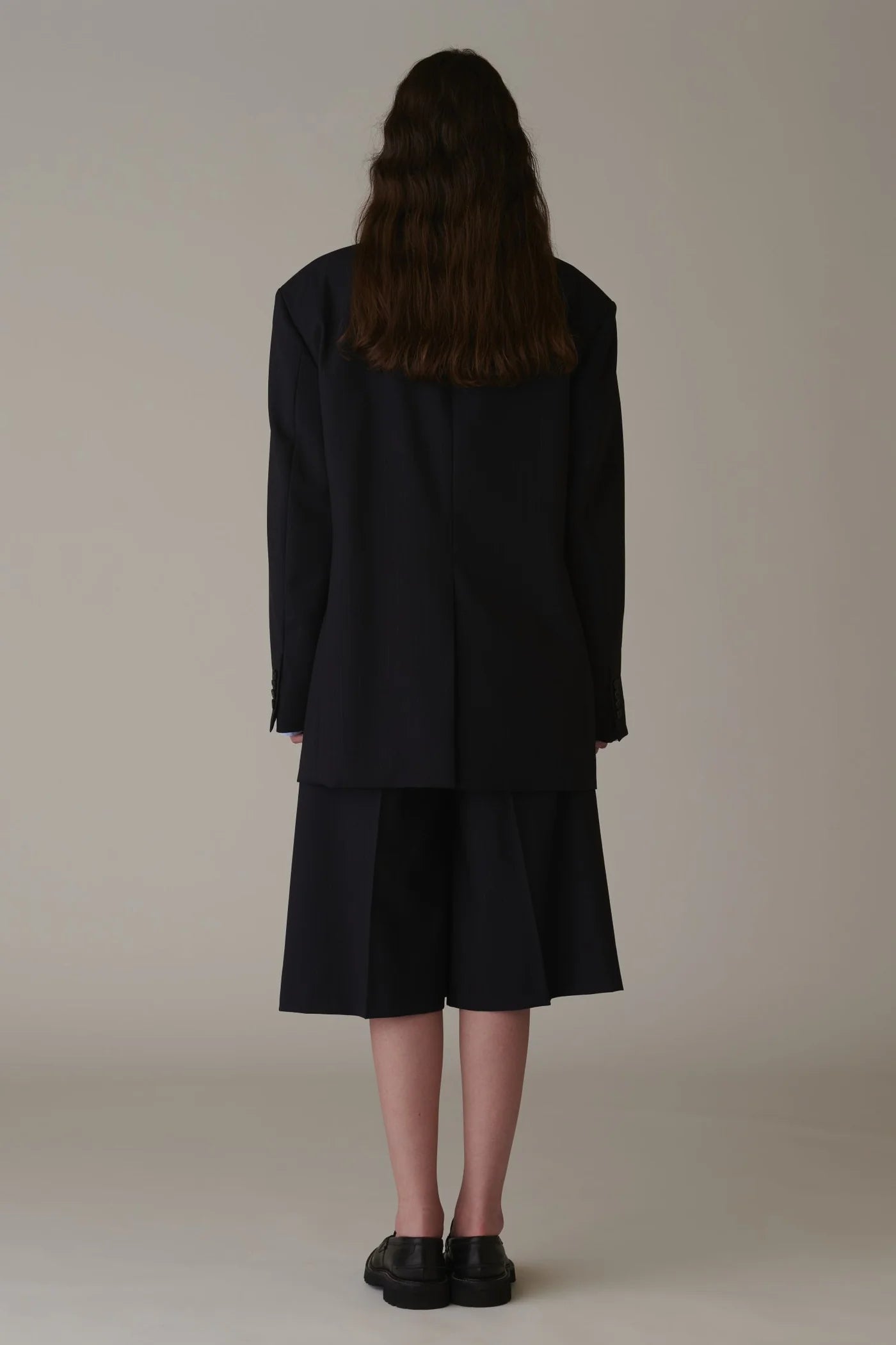 INSCRIRE - Wool 2-way Over Size Jacket - NAVY STRIPE