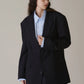INSCRIRE - Wool 2-way Over Size Jacket - NAVY STRIPE