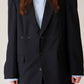 INSCRIRE - Wool 2-way Over Size Jacket - NAVY STRIPE