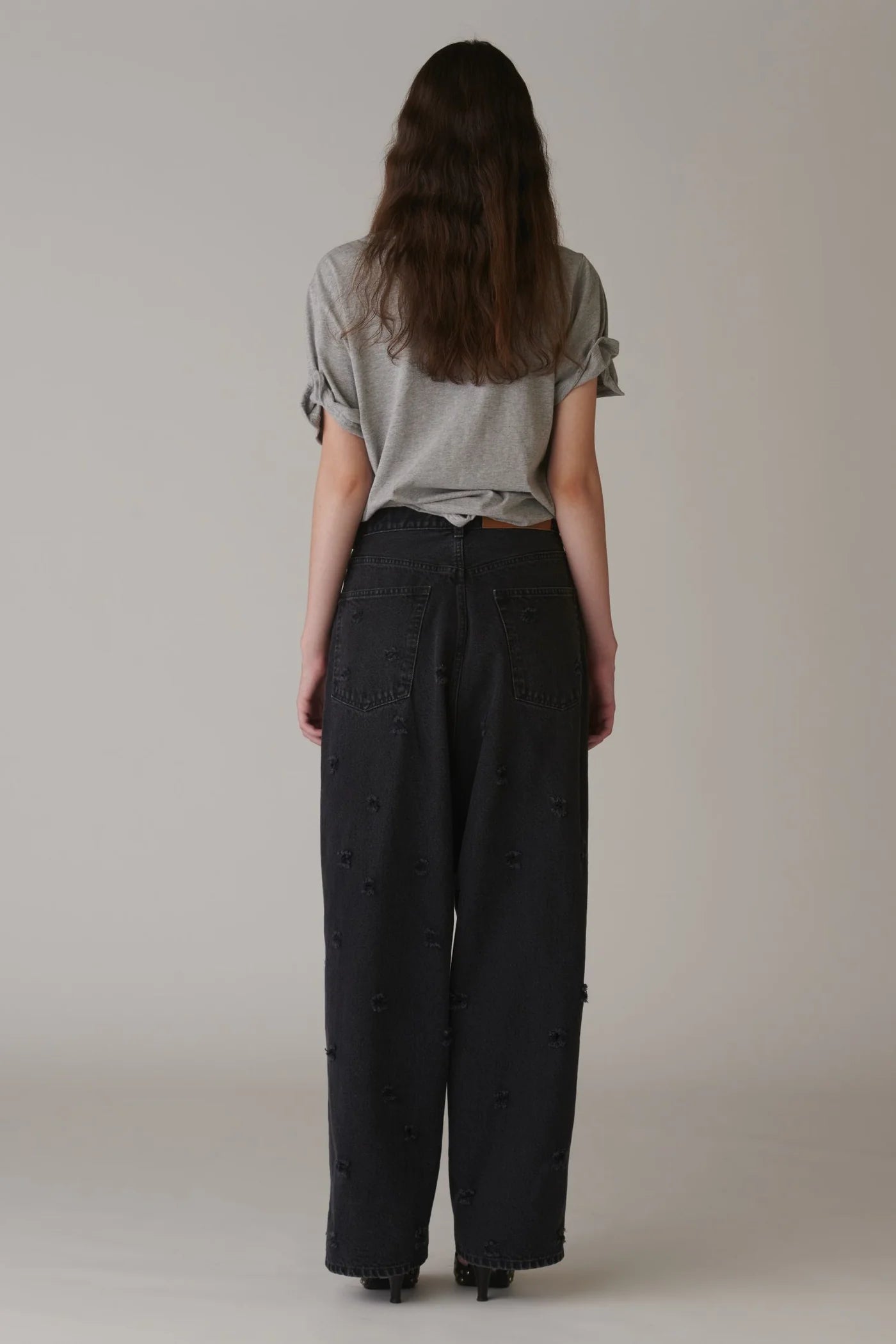 INSCRIRE - Dot Hole Denim Pants - BLACK USED