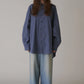 INSCRIRE - Cotton Check Cape Shirt - BLUE