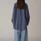INSCRIRE - Cotton Check Cape Shirt - BLUE