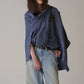 INSCRIRE - Cotton Check Cape Shirt - BLUE