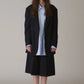 INSCRIRE - Wool 2-way Over Size Jacket - NAVY STRIPE