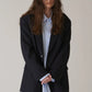 INSCRIRE - Wool 2-way Over Size Jacket - NAVY STRIPE