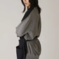 INSCRIRE - Cotton 16G Over Size V neck Cardigan - BLACK × GREY