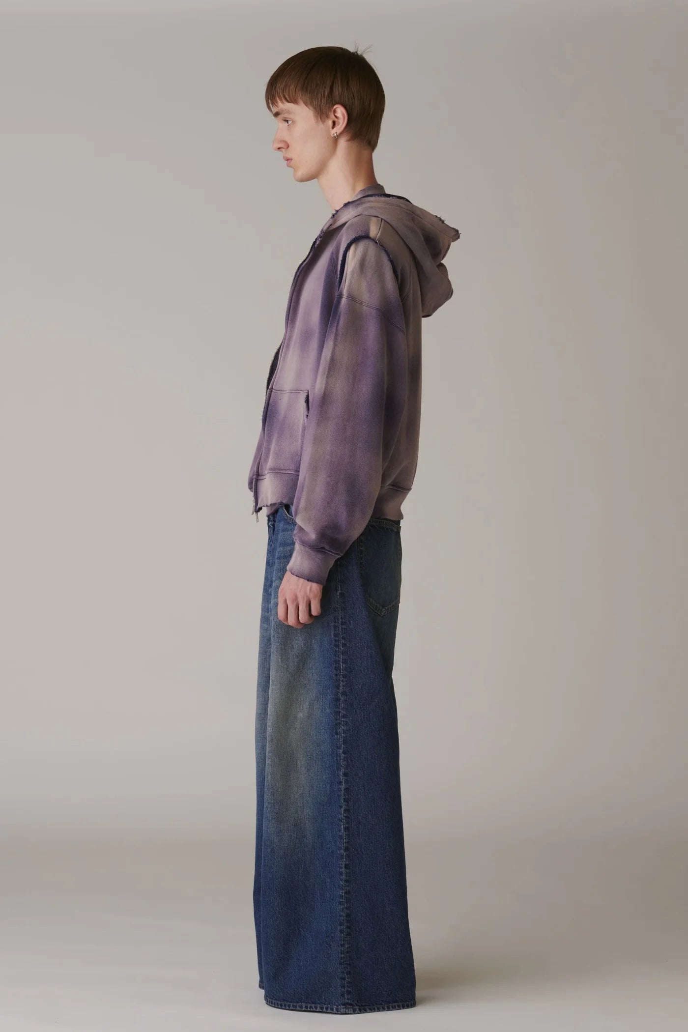 INSCRIRE - Used Denim Baggy Pants - DK.BLUE