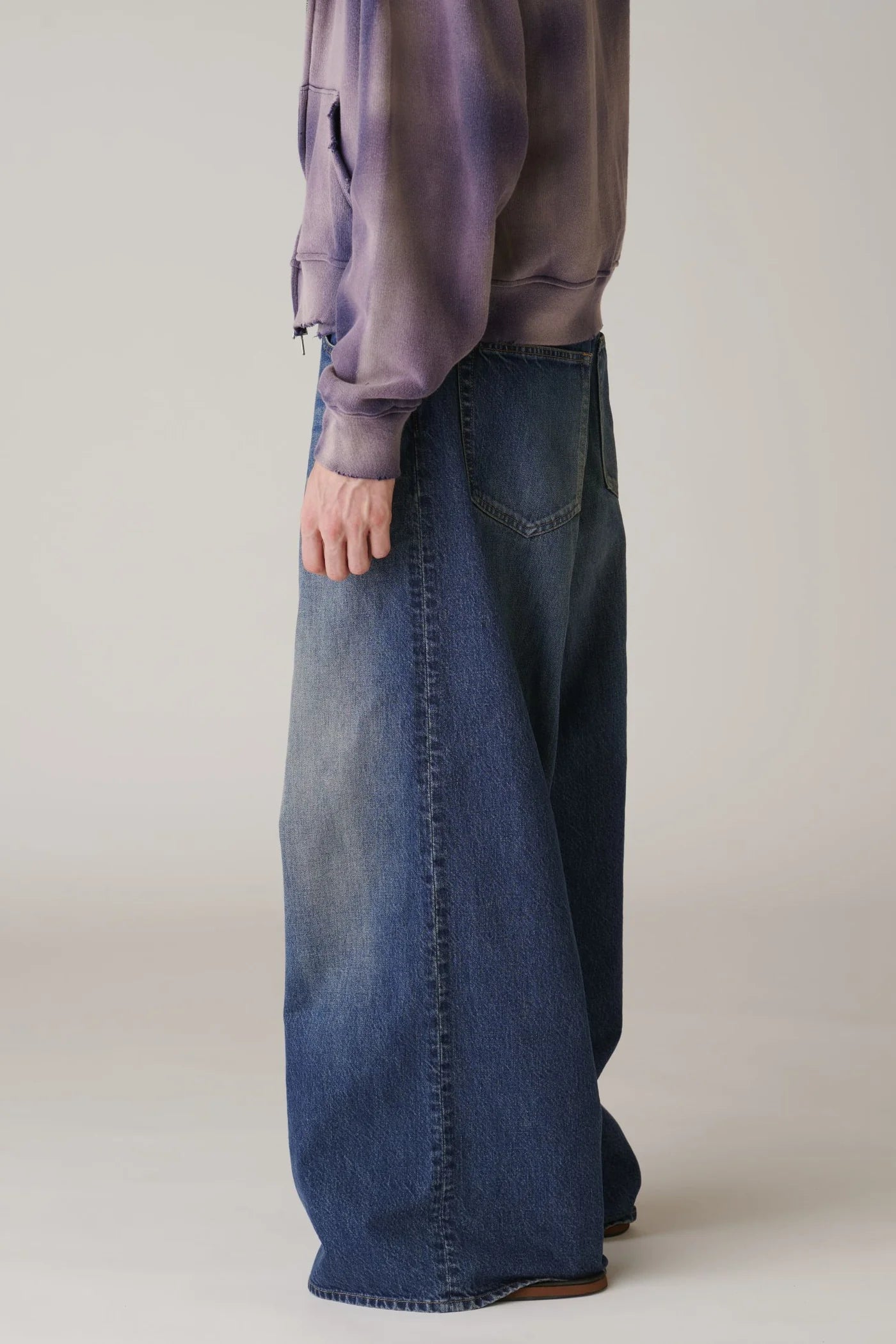 INSCRIRE - Used Denim Baggy Pants - DK.BLUE