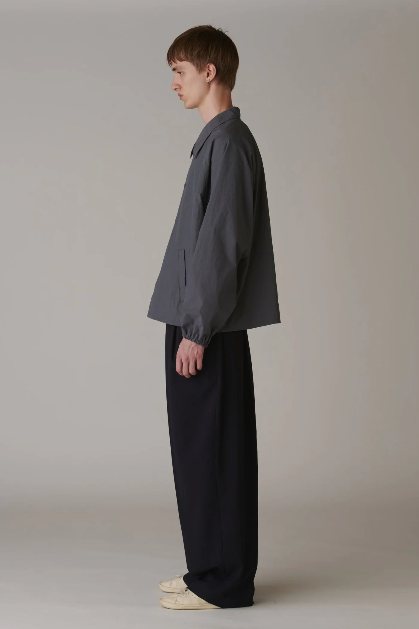 INSCRIRE - Wool Over Size Pants - NAVY STRIPE