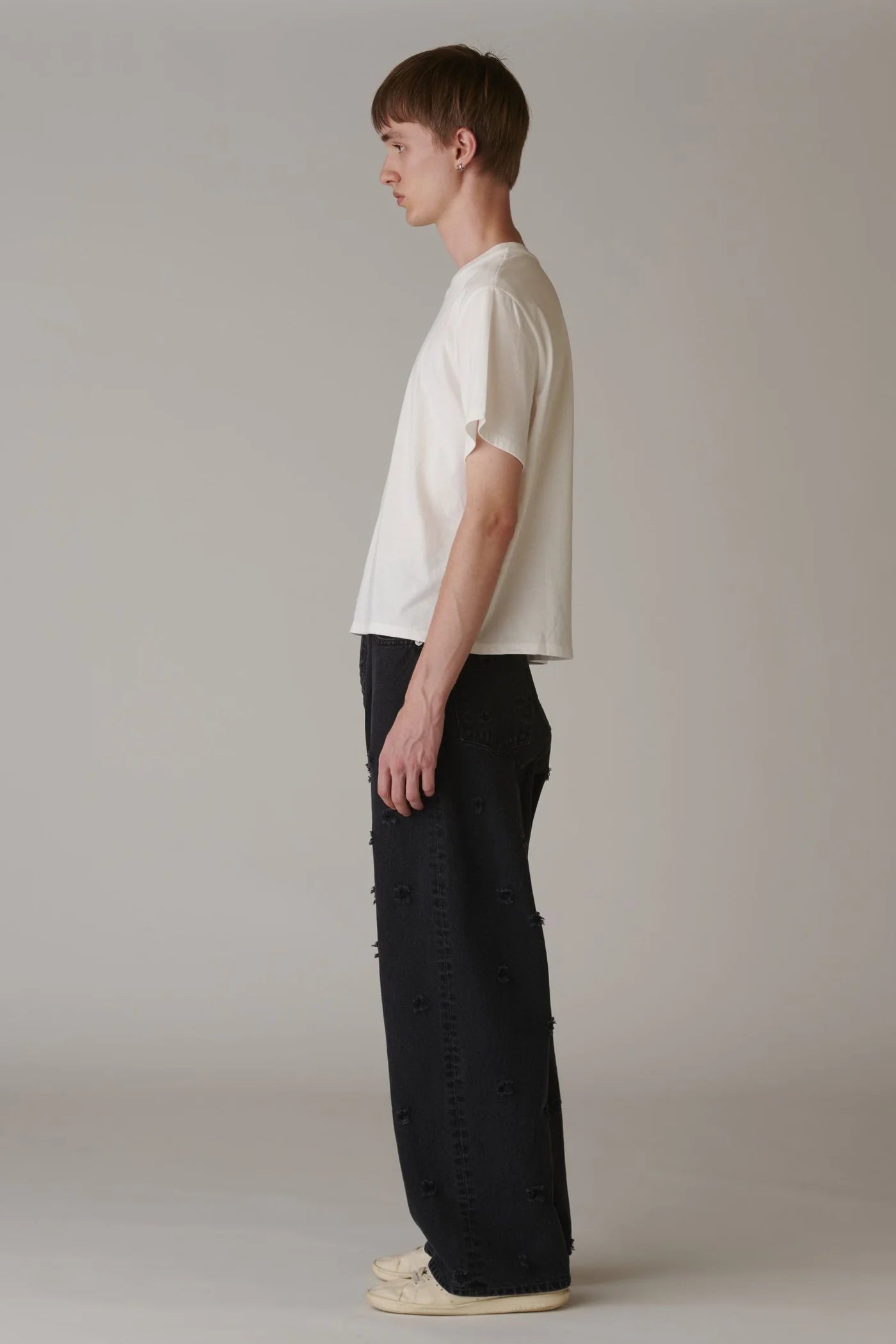 INSCRIRE - Dot Hole Denim Pants - BLACK USED