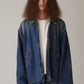 INSCRIRE - Used Denim Zip Up Blouson - DK.BLUE USED