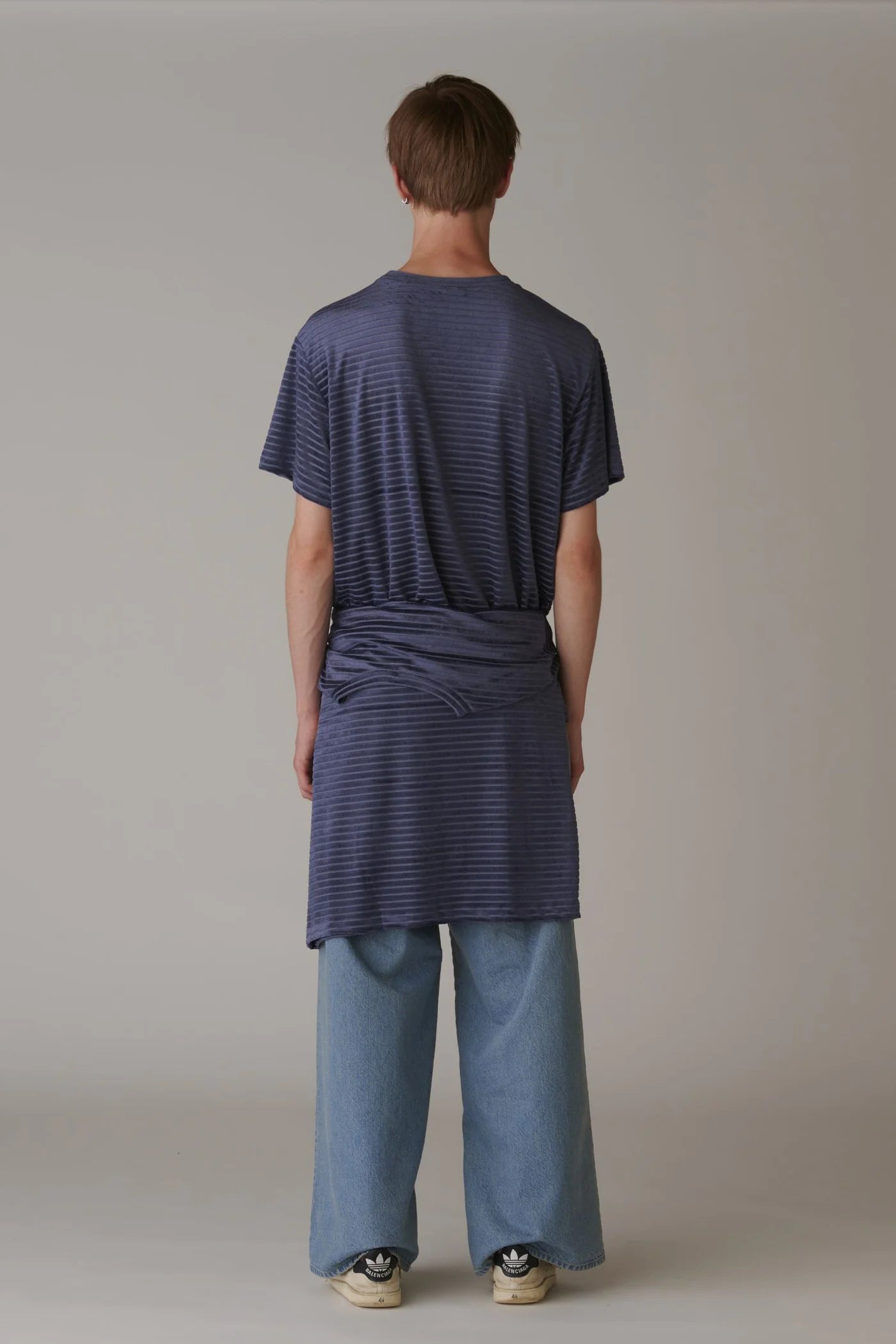 INSCRIRE - Velour Border T-Shirt - BLUE