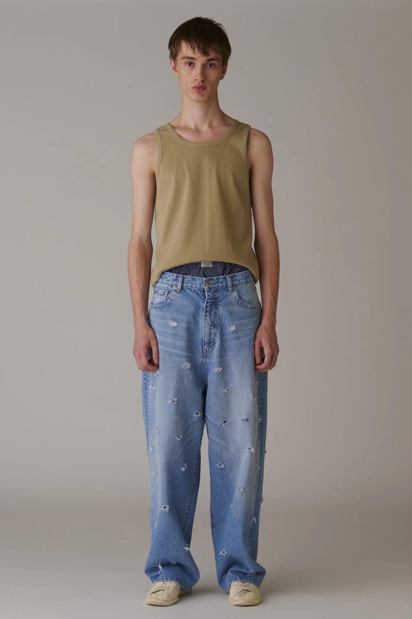 INSCRIRE - Dot Hole Denim Pants - BLUE USED