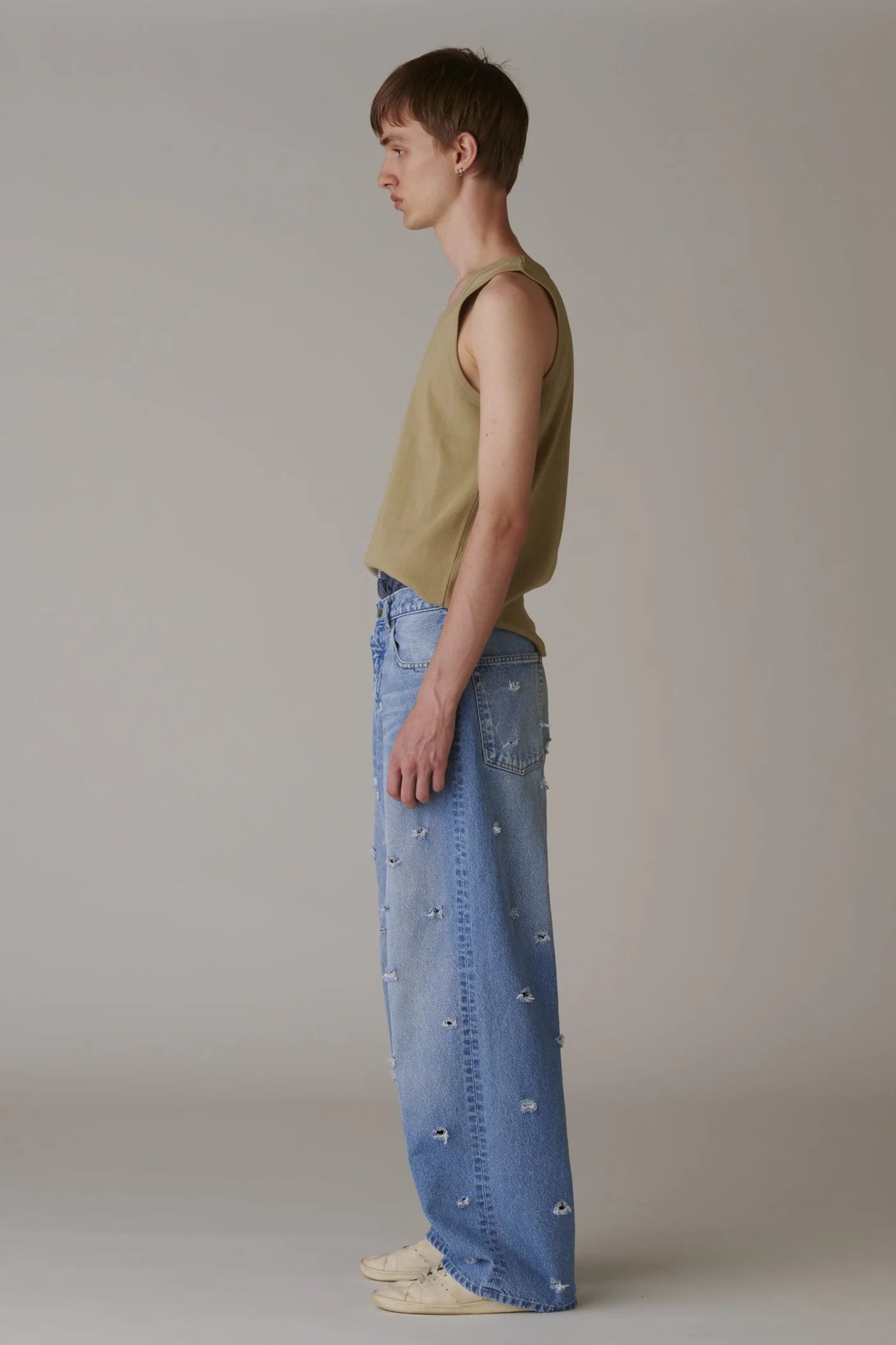 INSCRIRE - Dot Hole Denim Pants - BLUE USED