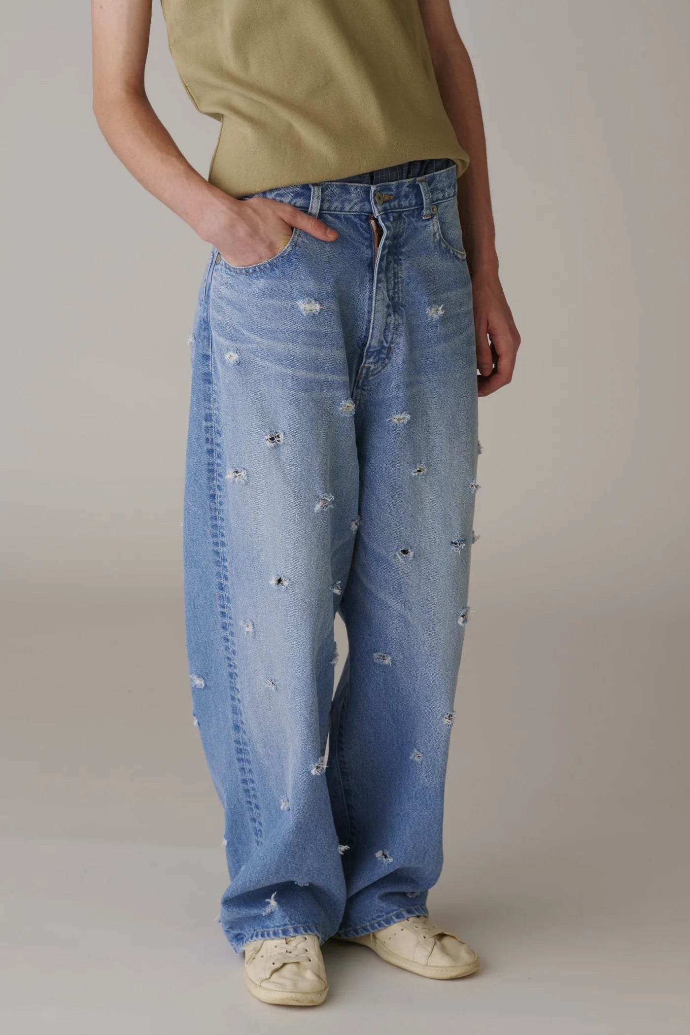 INSCRIRE - Dot Hole Denim Pants - BLUE USED