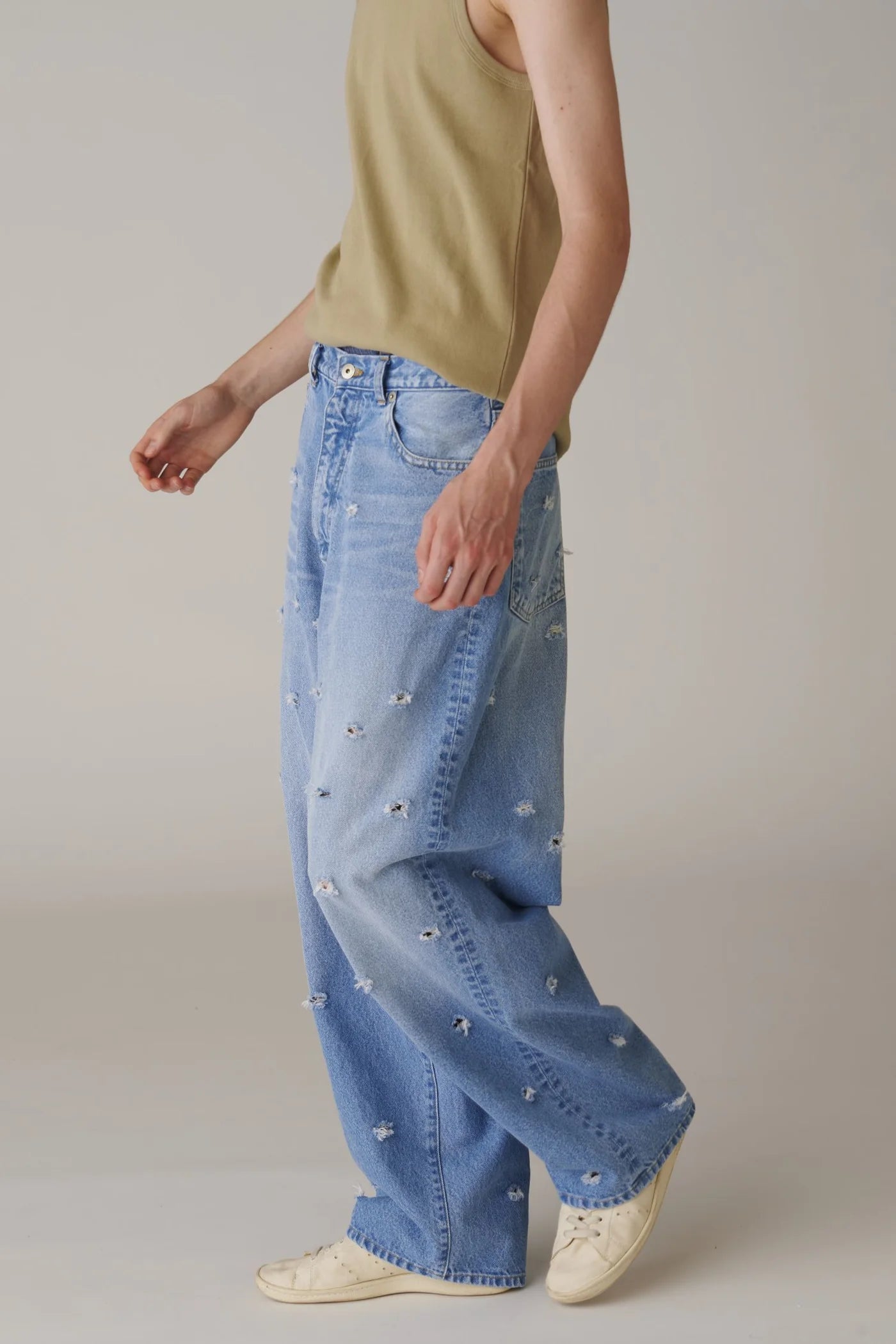 INSCRIRE - Dot Hole Denim Pants - BLUE USED