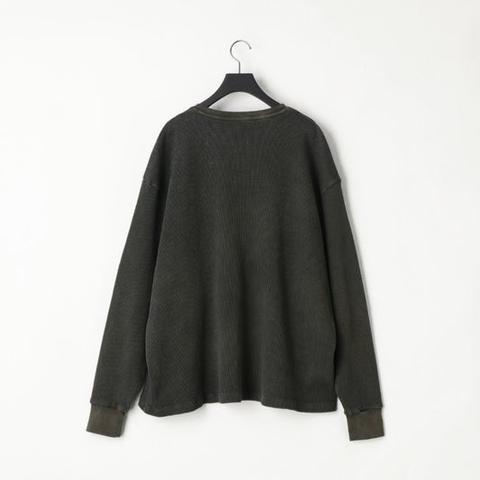 KANEMASA PHIL. - 18G Garment Dye Waffle - CHARCOAL(GOOSE GREY)